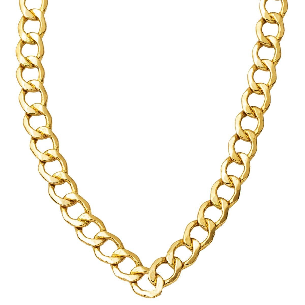 14K Yellow Gold Curb Chain Choker Necklace 50 cm