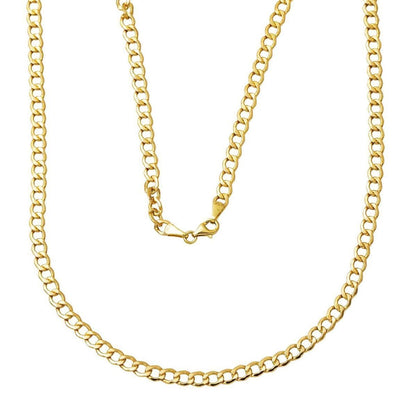 14K Yellow Gold Curb Chain Choker Necklace 50 cm