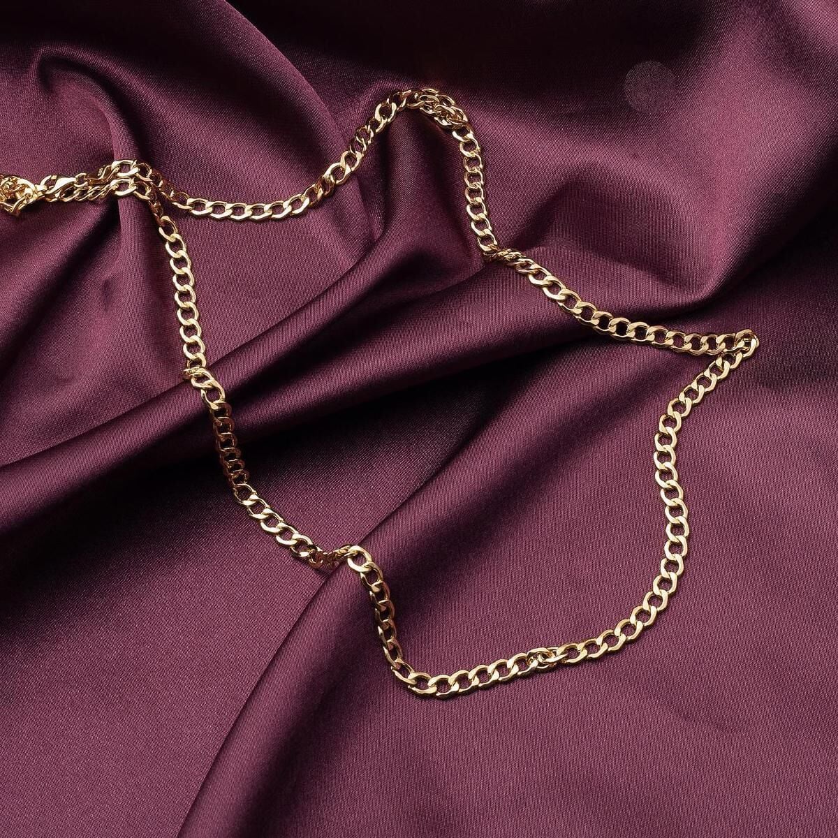 14K Yellow Gold Curb Chain Necklace 55 cm