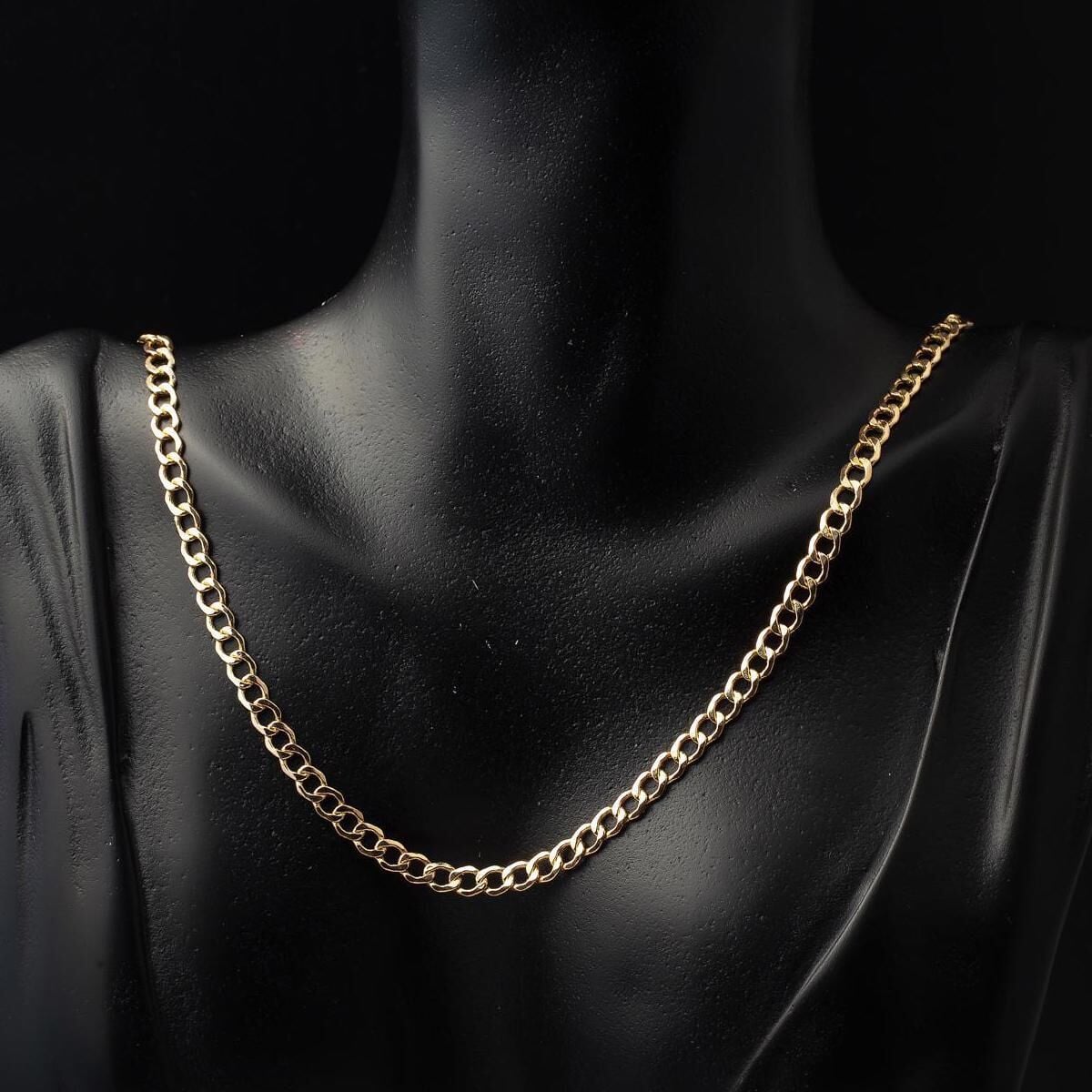 14K Yellow Gold Curb Chain Necklace 55 cm