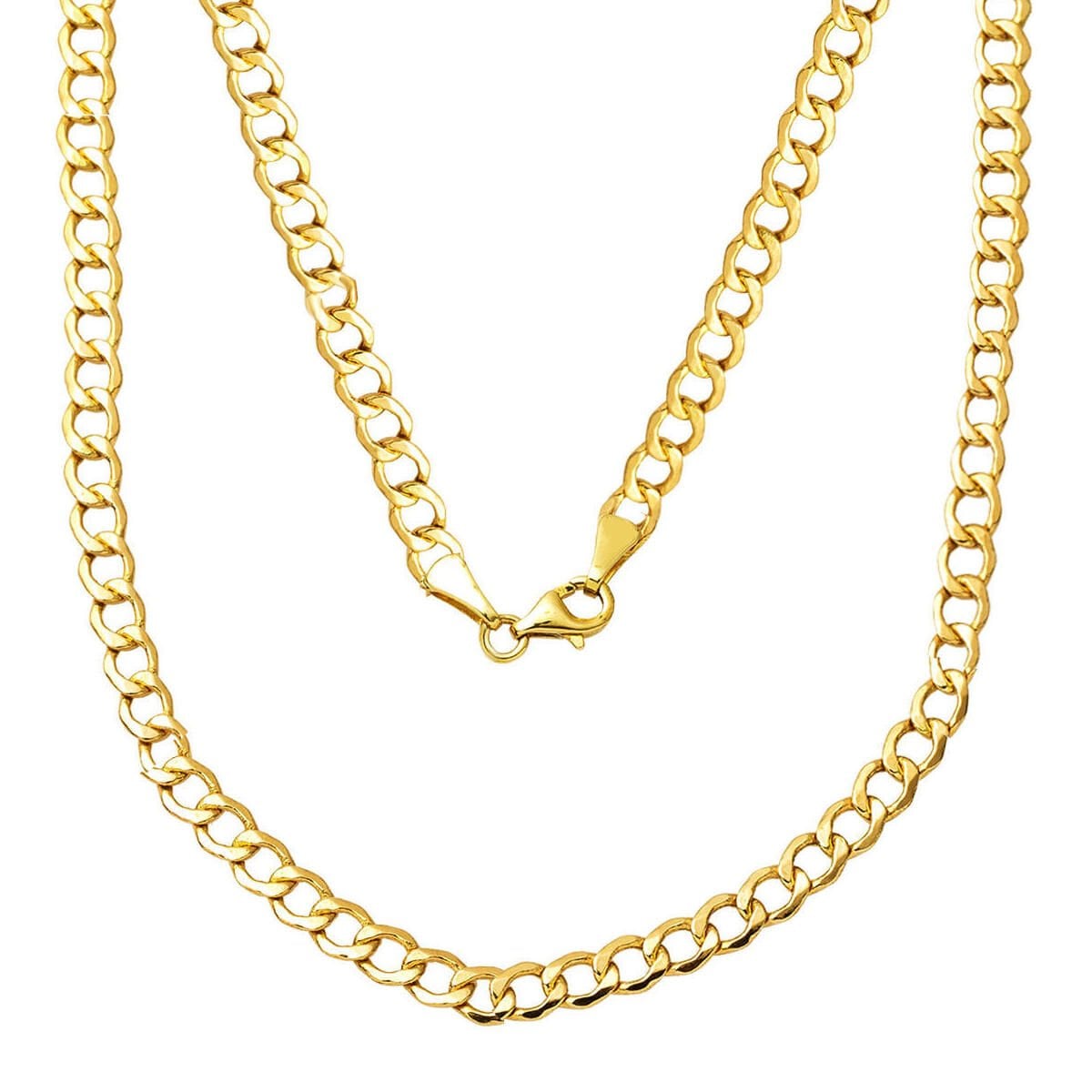 14K Yellow Gold Curb Chain Necklace 55 cm