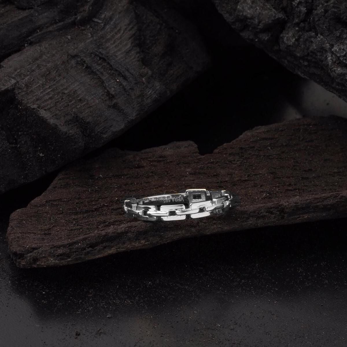 14K White Gold Curb Ring
