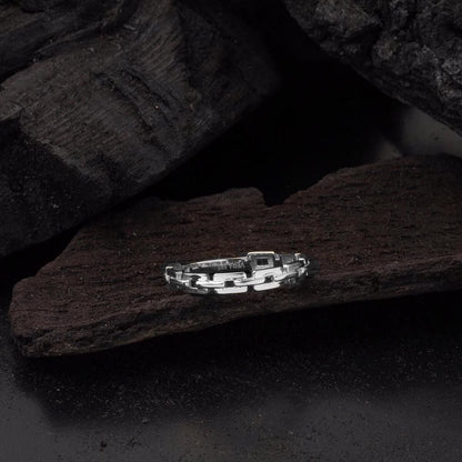 14K White Gold Curb Ring