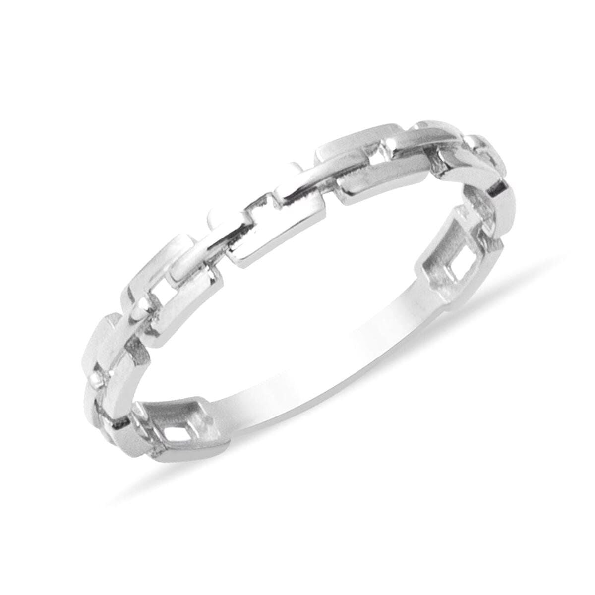 14K White Gold Curb Ring