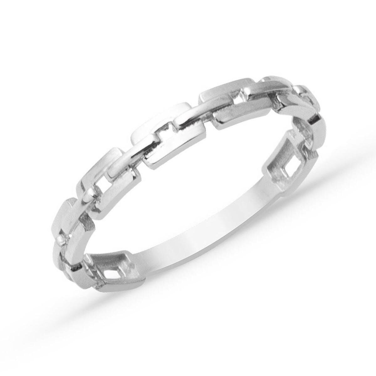 14K White Gold Curb Ring