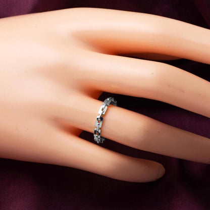 14K White Gold Curb Ring