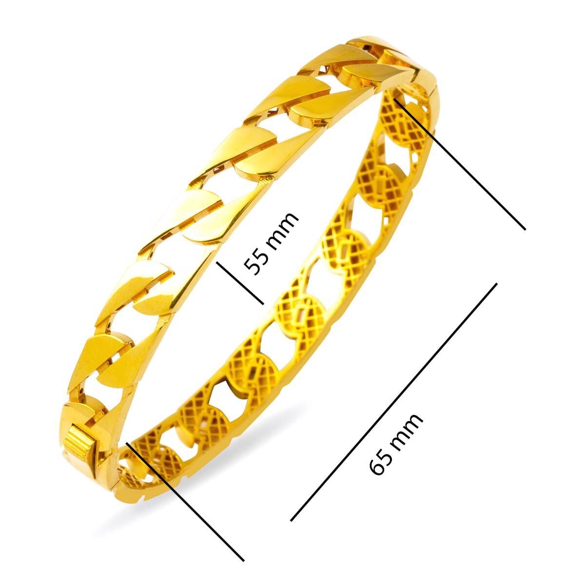 22K Yellow Gold Curb Hinged Cuff Bangle (16.86 g)