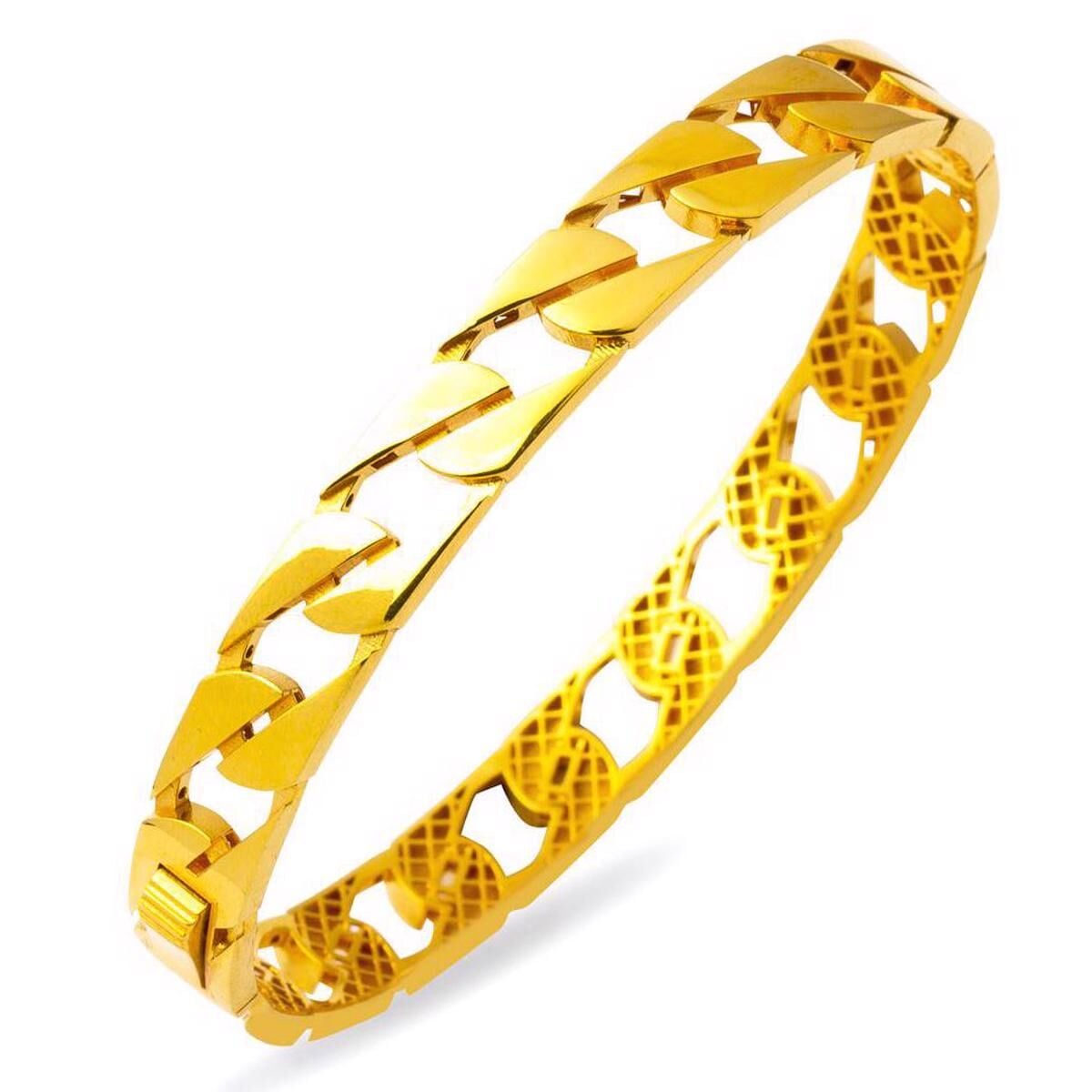 22K Yellow Gold Curb Hinged Cuff Bangle (16.86 g)