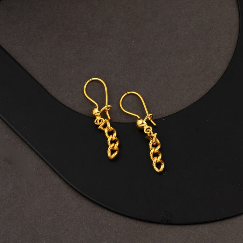 14K Yellow Gold Curb Dangle Earrings