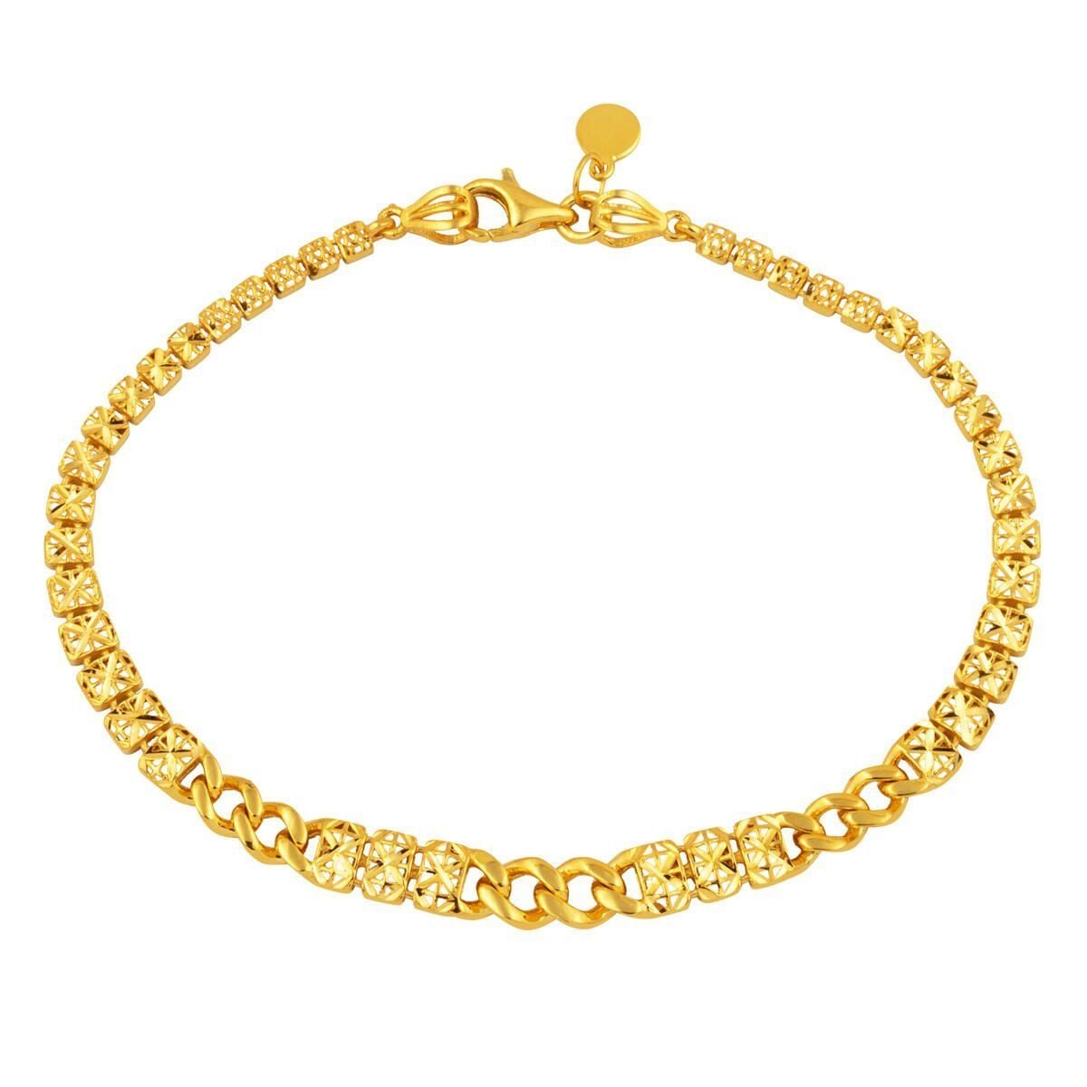 22K Yellow Gold Curb Flower of Life Bracelet