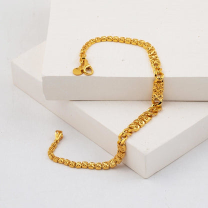 22K Yellow Gold Curb Flower of Life Bracelet