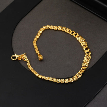 22K Yellow Gold Curb Flower of Life Bracelet