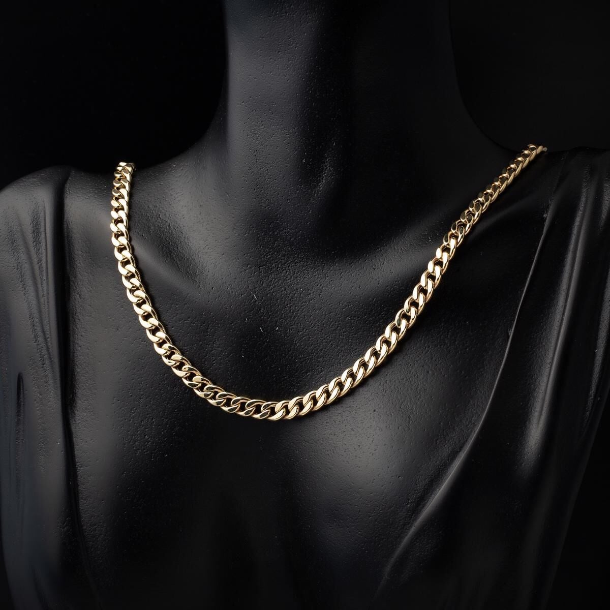 14K Yellow Gold Curb Chain Collar Necklace And Bracelet Set