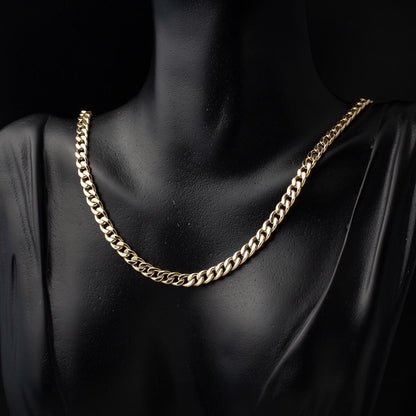 14K Yellow Gold Curb Chain Collar Necklace And Bracelet Set
