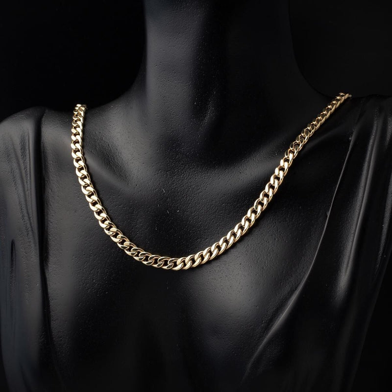 14K Yellow Gold Curb Chain Collar Necklace And Bracelet Set