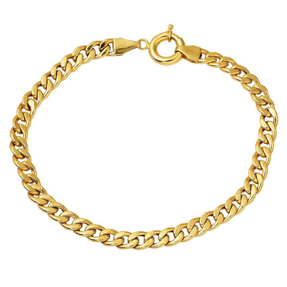 14K Yellow Gold Curb Chain Collar Necklace And Bracelet Set