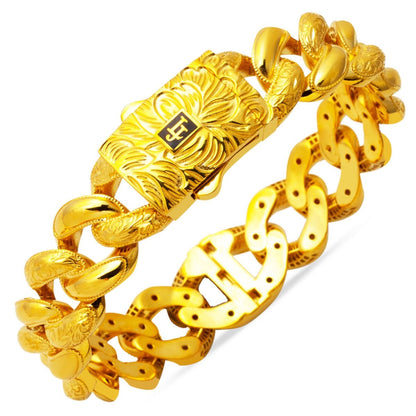 14K Yellow Gold Curb Chain Hinged Cuff Bangle