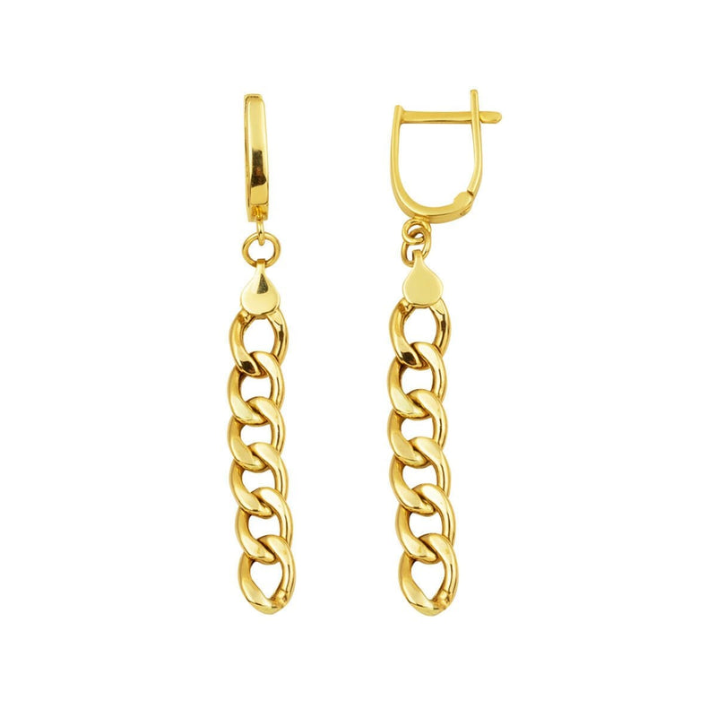 14K Yellow Gold Curb Chain Dangle Earrings (2.88 g)