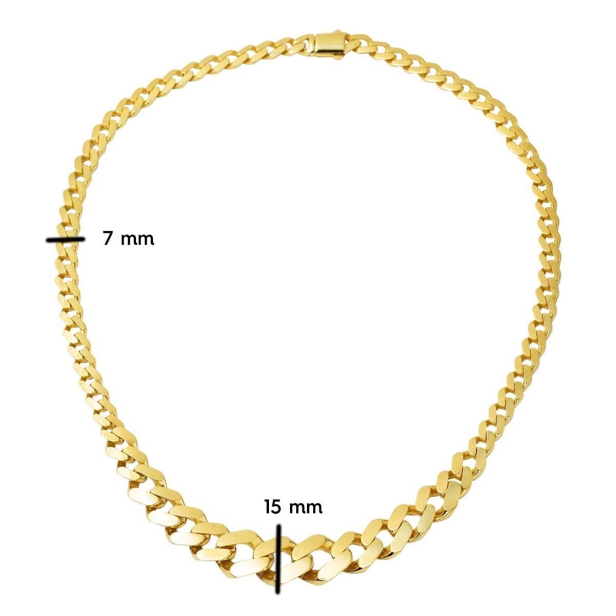 14K Yellow Gold Curb Chain Collar Necklace (23.17 g)