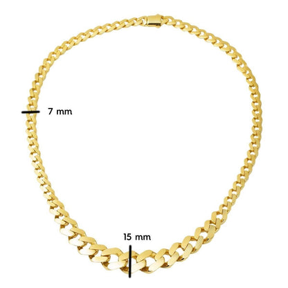 14K Yellow Gold Curb Chain Collar Necklace (23.17 g)
