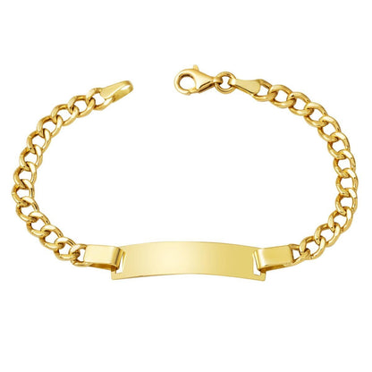 14K Yellow Gold Curb Chain Children's ID Bracelet (3.71 g)