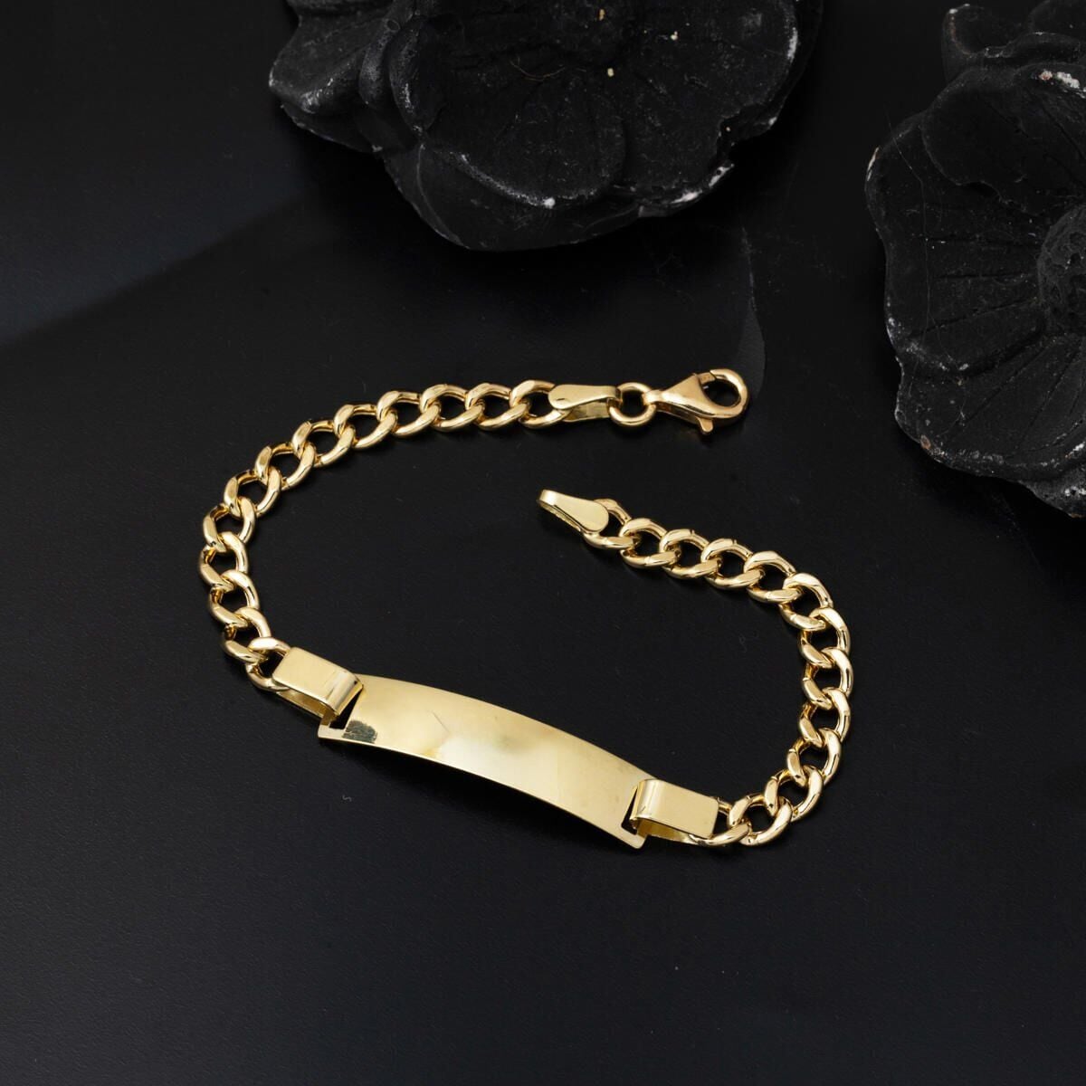 14K Yellow Gold Curb Chain Children's ID Bracelet (3.71 g)