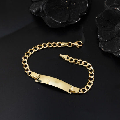 14K Yellow Gold Curb Chain Children's ID Bracelet (3.71 g)
