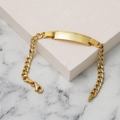 14K Yellow Gold Curb Chain Children's ID Bracelet (3.71 g)