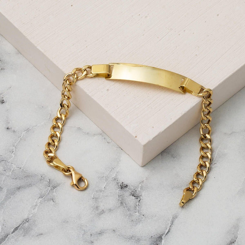 14K Yellow Gold Curb Chain Children's ID Bracelet (3.71 g)
