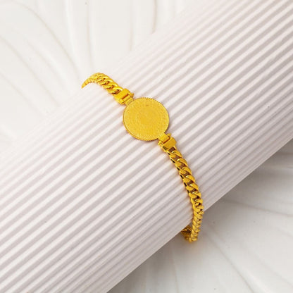 14K Yellow Gold Curb Chain Quarter Coin Bracelet (6.11 g)
