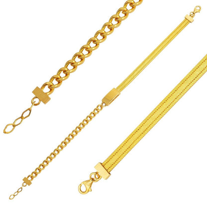 14K Yellow Gold Curb Chain Mesh Bracelet