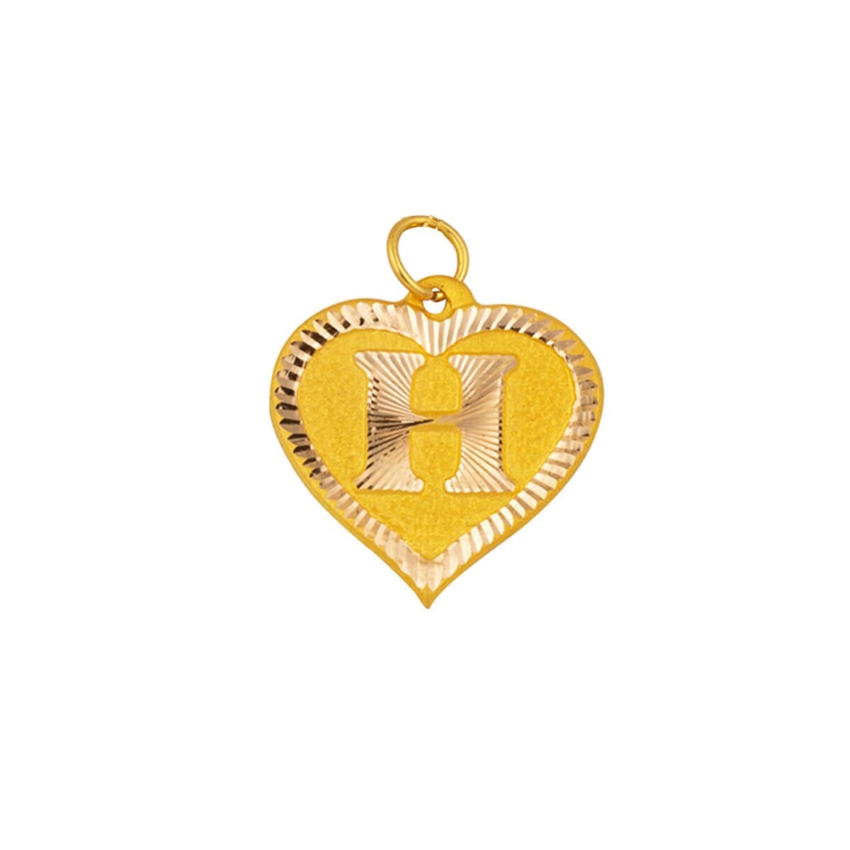 14K Yellow Gold Heart Initial H Pendant