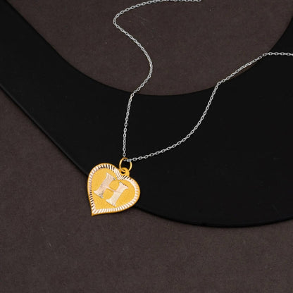 14K Yellow Gold Heart Initial H Pendant