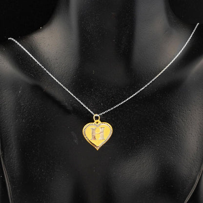 14K Yellow Gold Heart Initial H Pendant