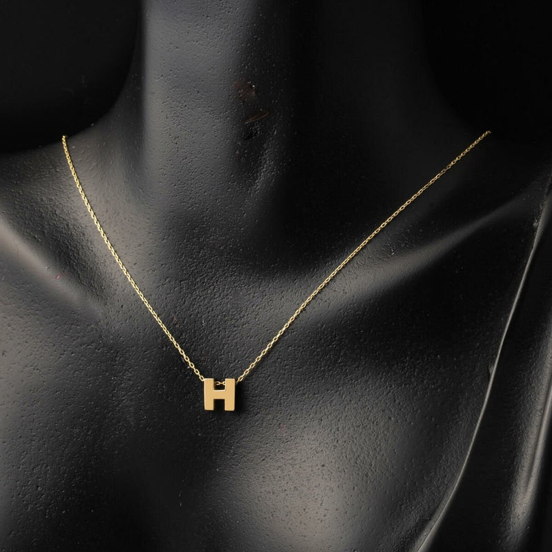 14K Yellow Gold Minimalist H Initial Necklace