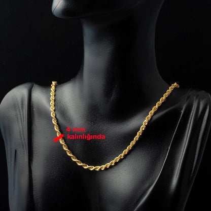 22K Yellow Gold Rope Twisted Chain 70 cm