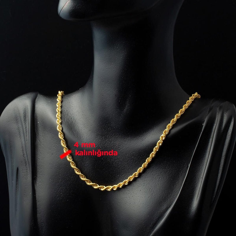 22K Yellow Gold Rope Twisted Chain 70 cm