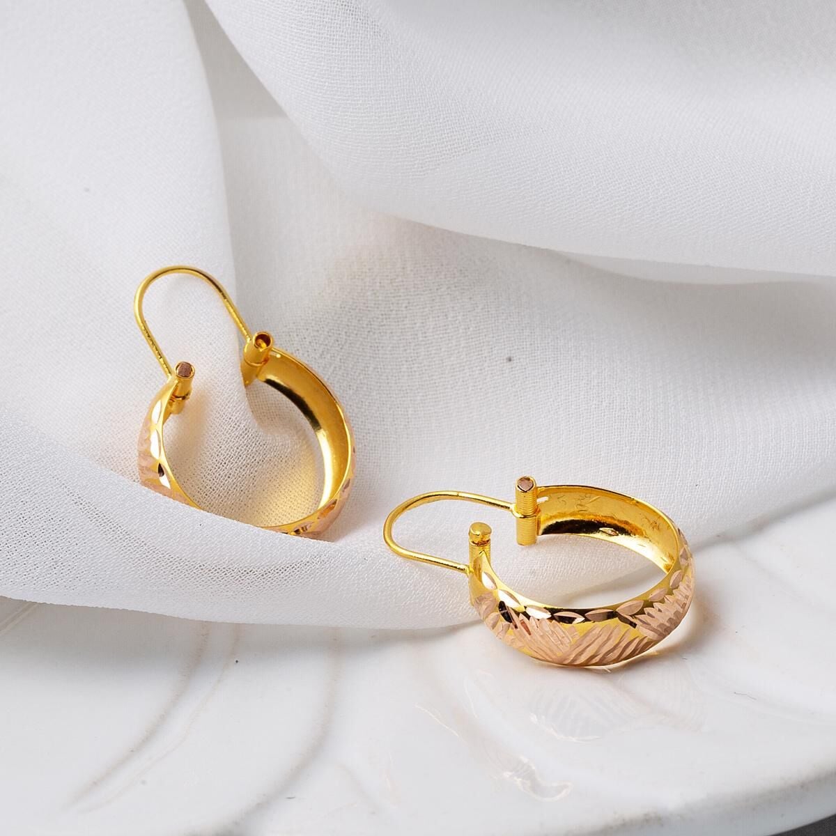 14K Yellow Gold Aleppo Weave Hoop Earrings