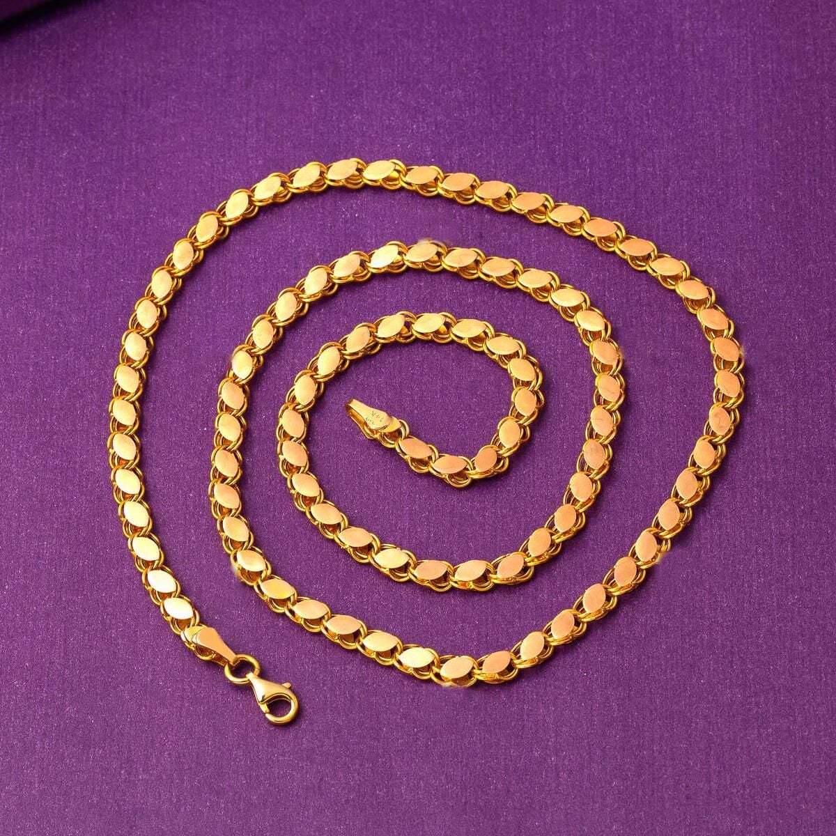 14K Yellow Gold Aleppo Weave Sequin Chain 70 cm