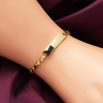 14K Yellow Gold Aleppo Weave Chain Children's ID Bracelet