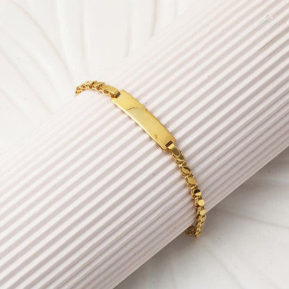 14K Yellow Gold Aleppo Weave Chain Children's ID Bracelet