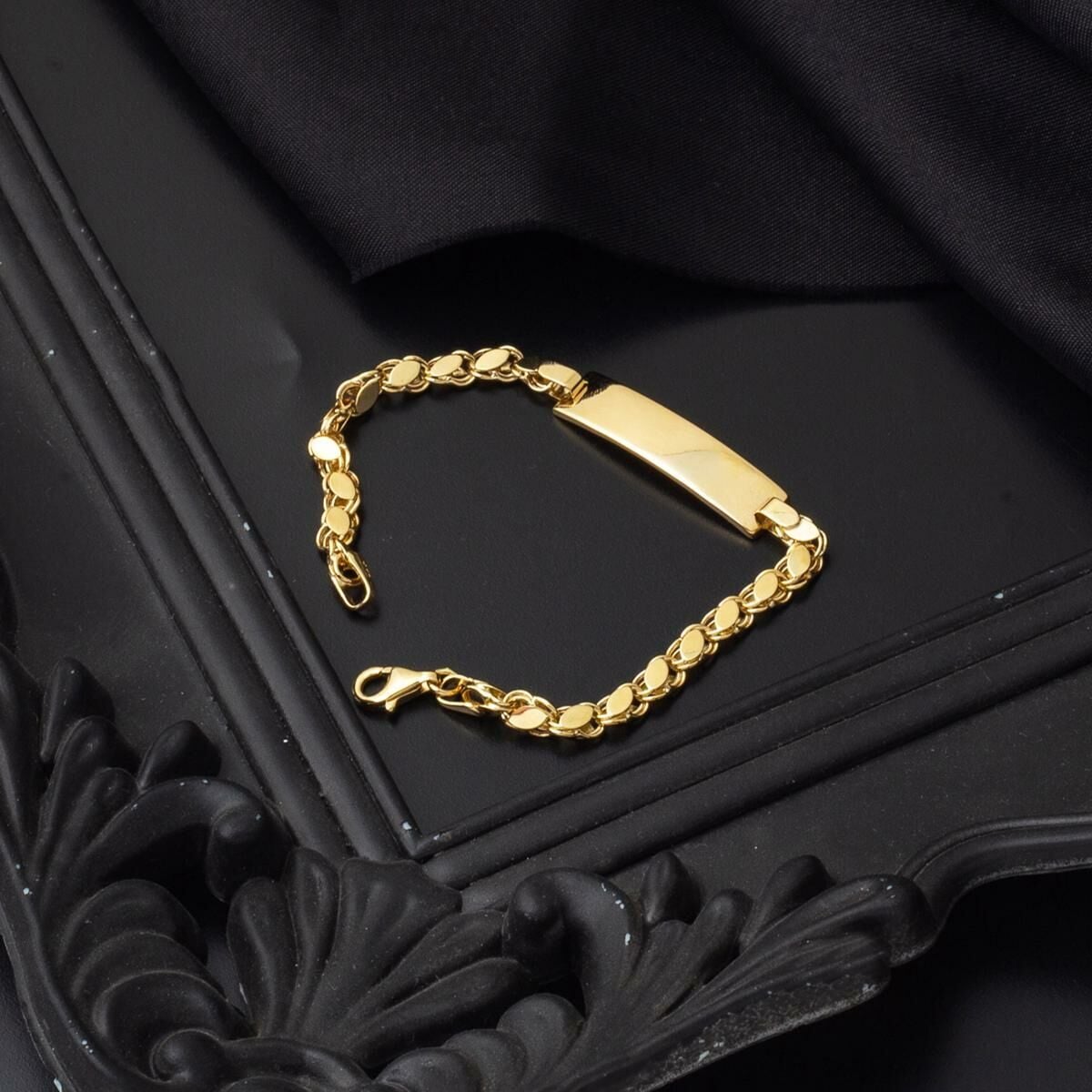 14K Yellow Gold Aleppo Weave Chain Children's ID Bracelet