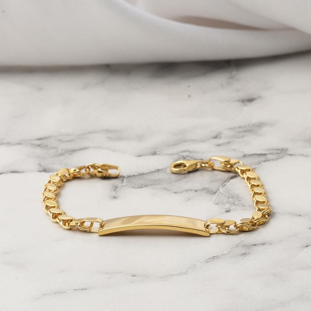 14K Yellow Gold Aleppo Weave Chain Children's ID Bracelet