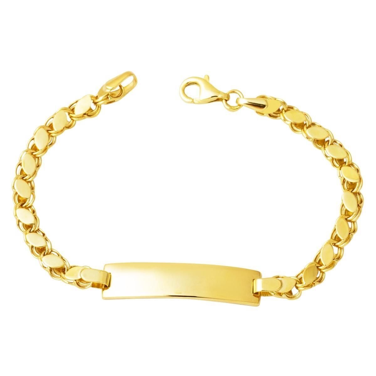 14K Yellow Gold Aleppo Weave Chain Children's ID Bracelet