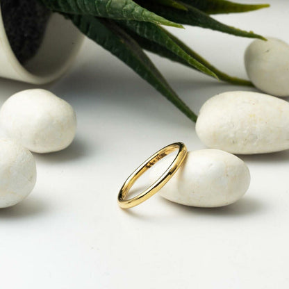 14K Yellow Gold Hoop Men's Wedding Band Ring