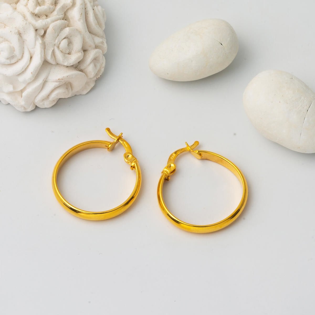 22K Yellow Gold Hoop Earrings