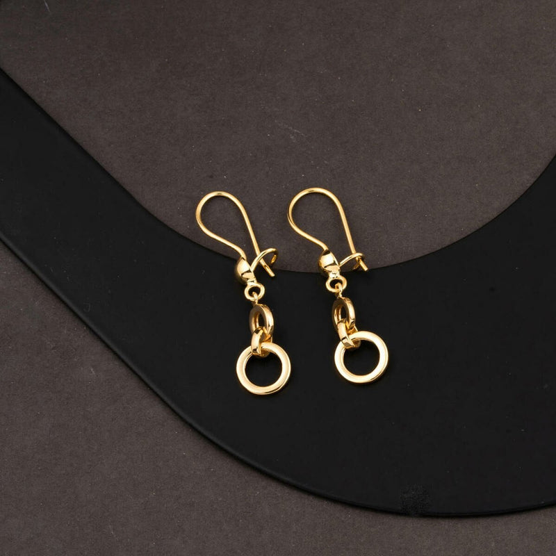 22K Yellow Gold Hoop Dangle Women's Earrings