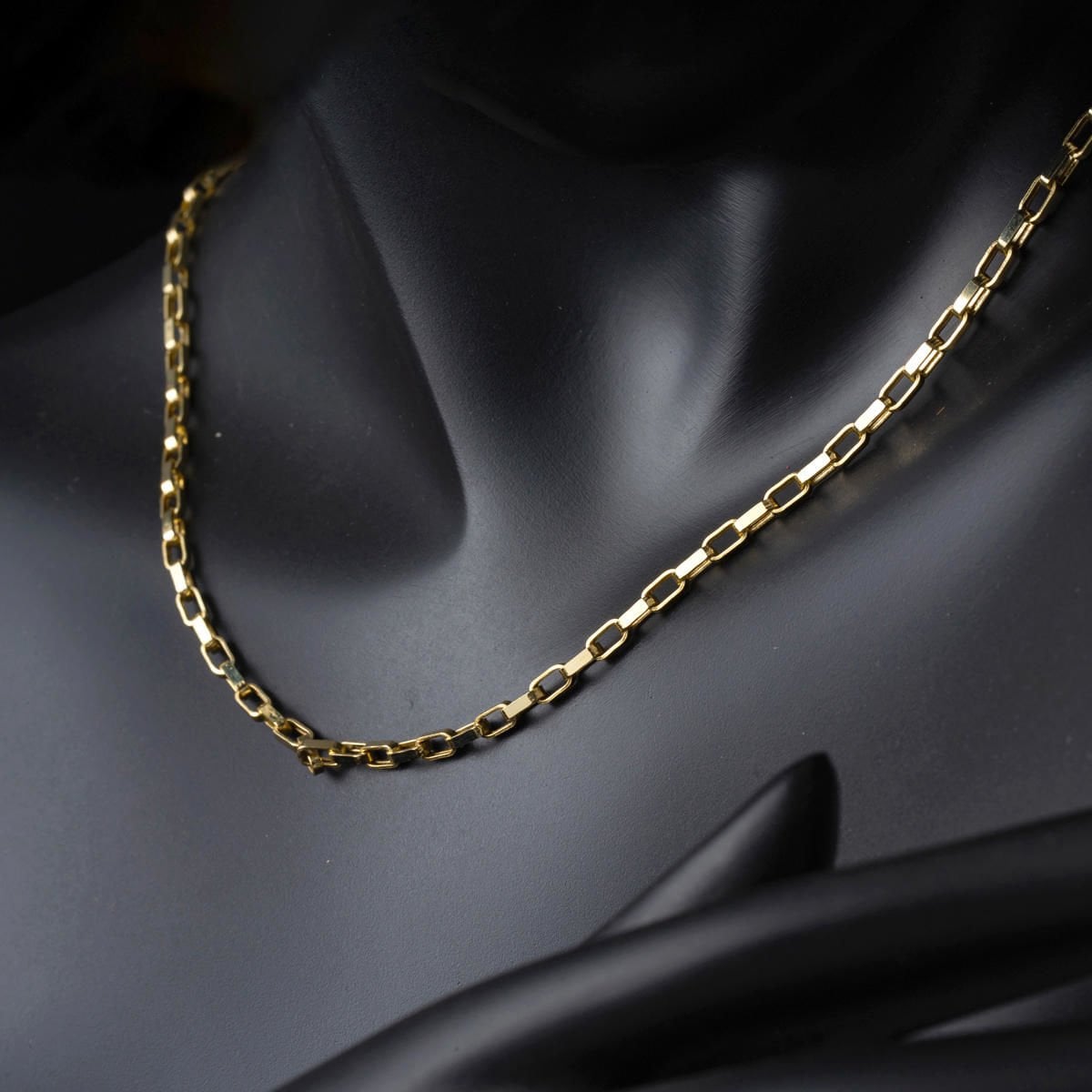 14K Gold Hoop Unisex Chain Necklace 45 cm