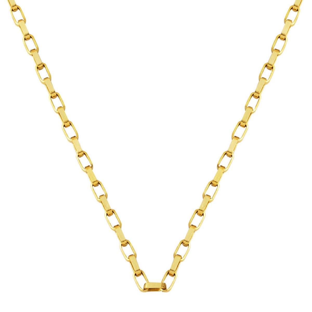 14K Yellow Gold Unisex Hoop Chain Necklace