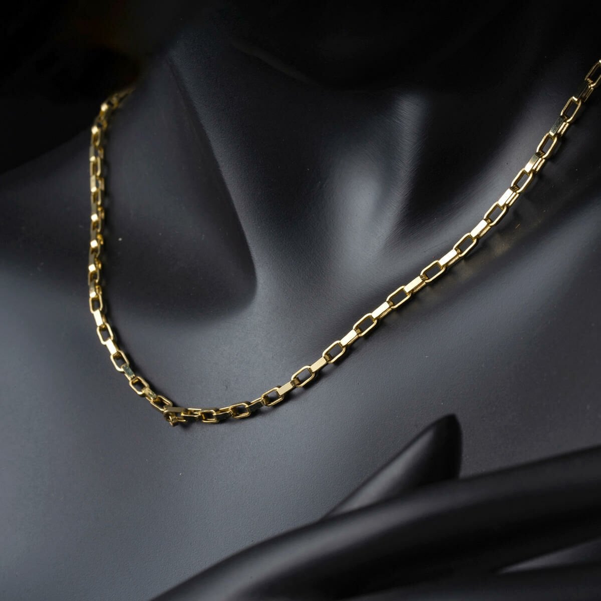 14K Yellow Gold Unisex Hoop Chain Necklace